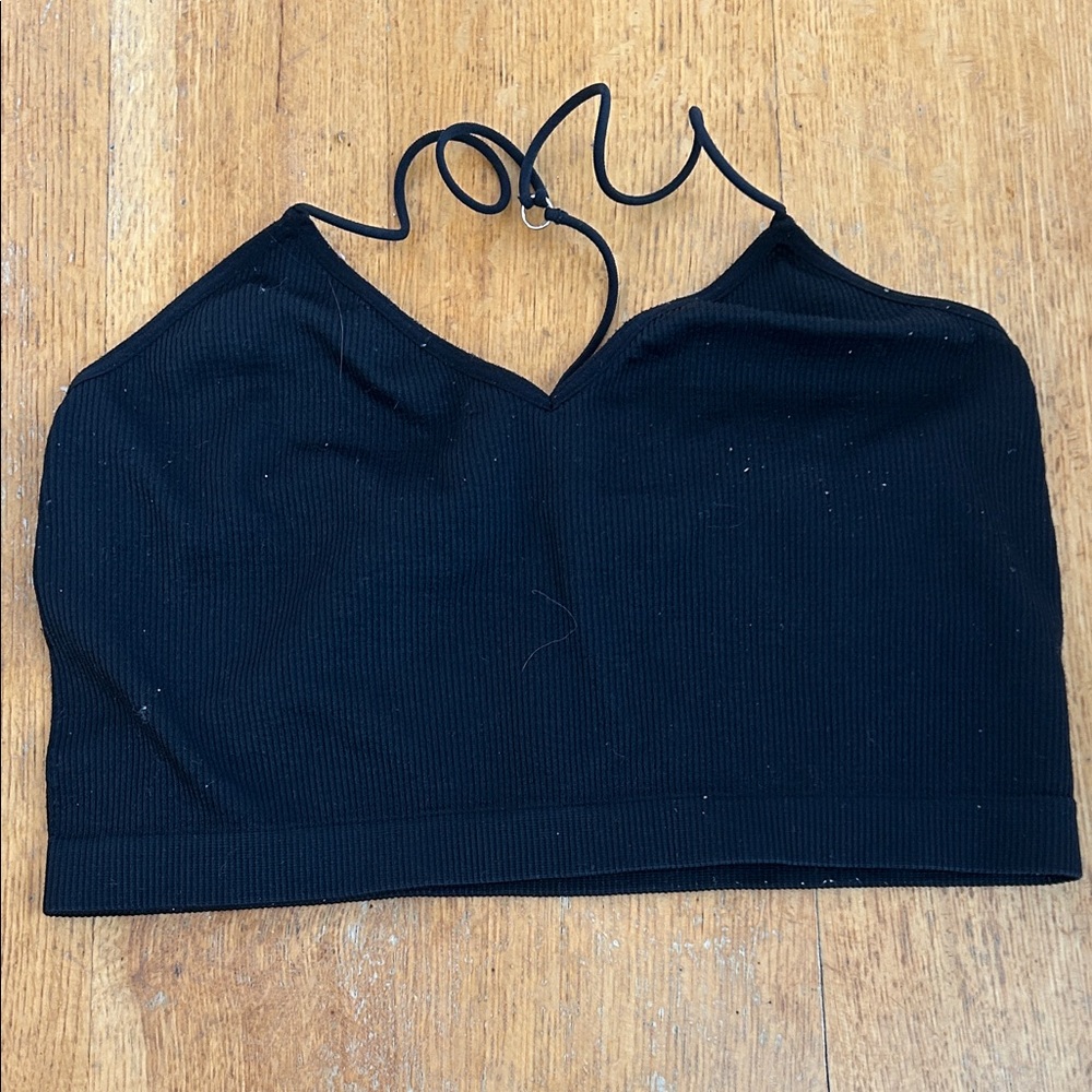 Colsie Black Ribbed Strappy Tank Top